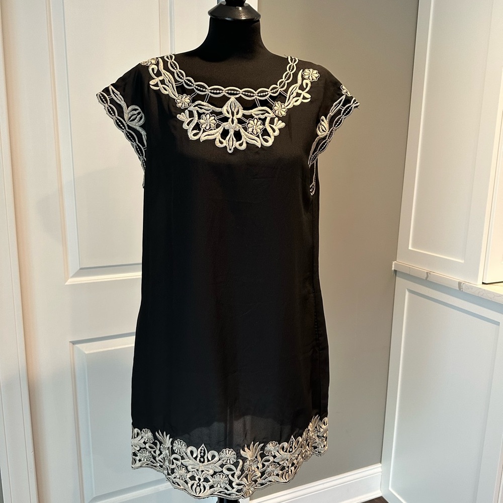 Black Embroidered Dress- Size Large
